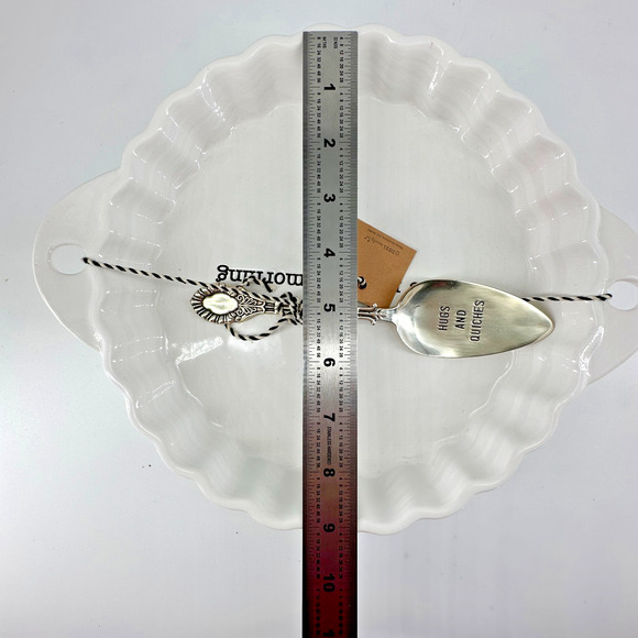 Mud Pie Quiche Set Baking Dish & Silver Server "Quiche Me Good Morning" Hugs... - Picture 8 of 8